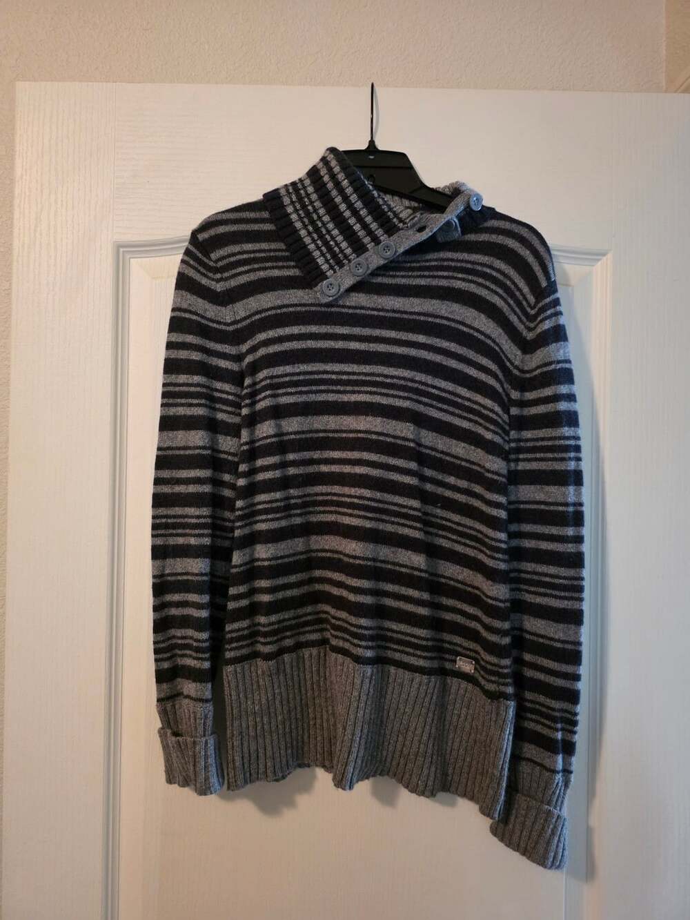 DKNY Jeans Striped Cowl Neck Long Sleeve Sweater Large
